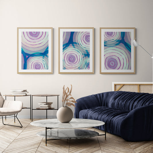 Tríptico Aros abstractos